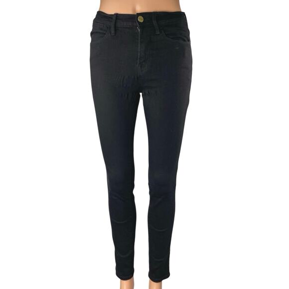 Frame Le High Women's Black High Waisted Stretch Skinny Leg Jeans Pants Size 25 - Picture 1 of 6